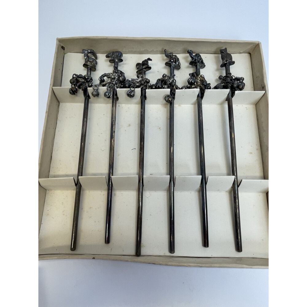 Vintage Silver Plated Swizzle Stir Sticks By Sudha In India *Read Description